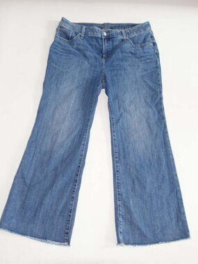 Chico's Women's So Slimming Girlfriend Flare Jeans Size 2 / 12 Petite Raw Hems